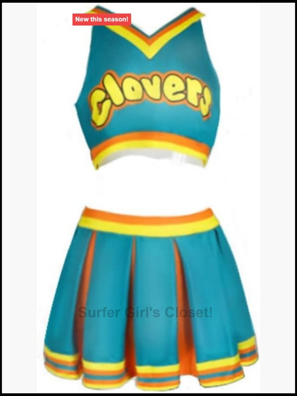 Cheerleader Costume Two Piece Top Skirt Halloween Cosplay Outfit Polyester S